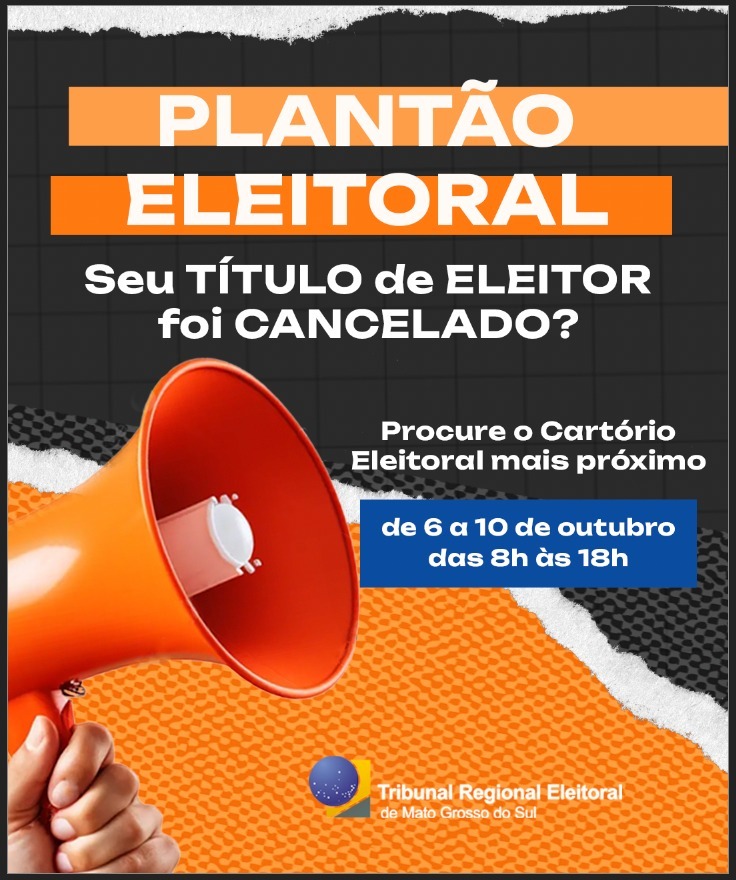 Cartório Eleitoral de Ribas do Rio Pardo está de plantão até o  dia 10 deste mês para fazer regularização de títulos cancelados